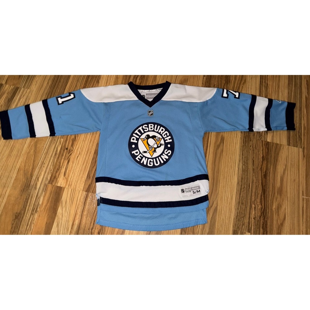 Pittsburgh Penguins Youth S/M NHL Reebok Hockey Jersey Light Blue